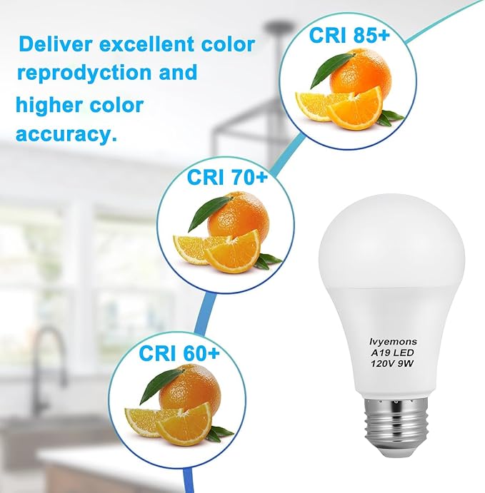 A19 LED Light Bulb 3000K Warm White, 6 Pack high Output A19 LED Bulb Soft White 800LM 120V 9W, Equivalent 60W, No Flicker E26 Base, Non-Dimmable A19 E26 LED Bulb Long Lasting for 25 Years.