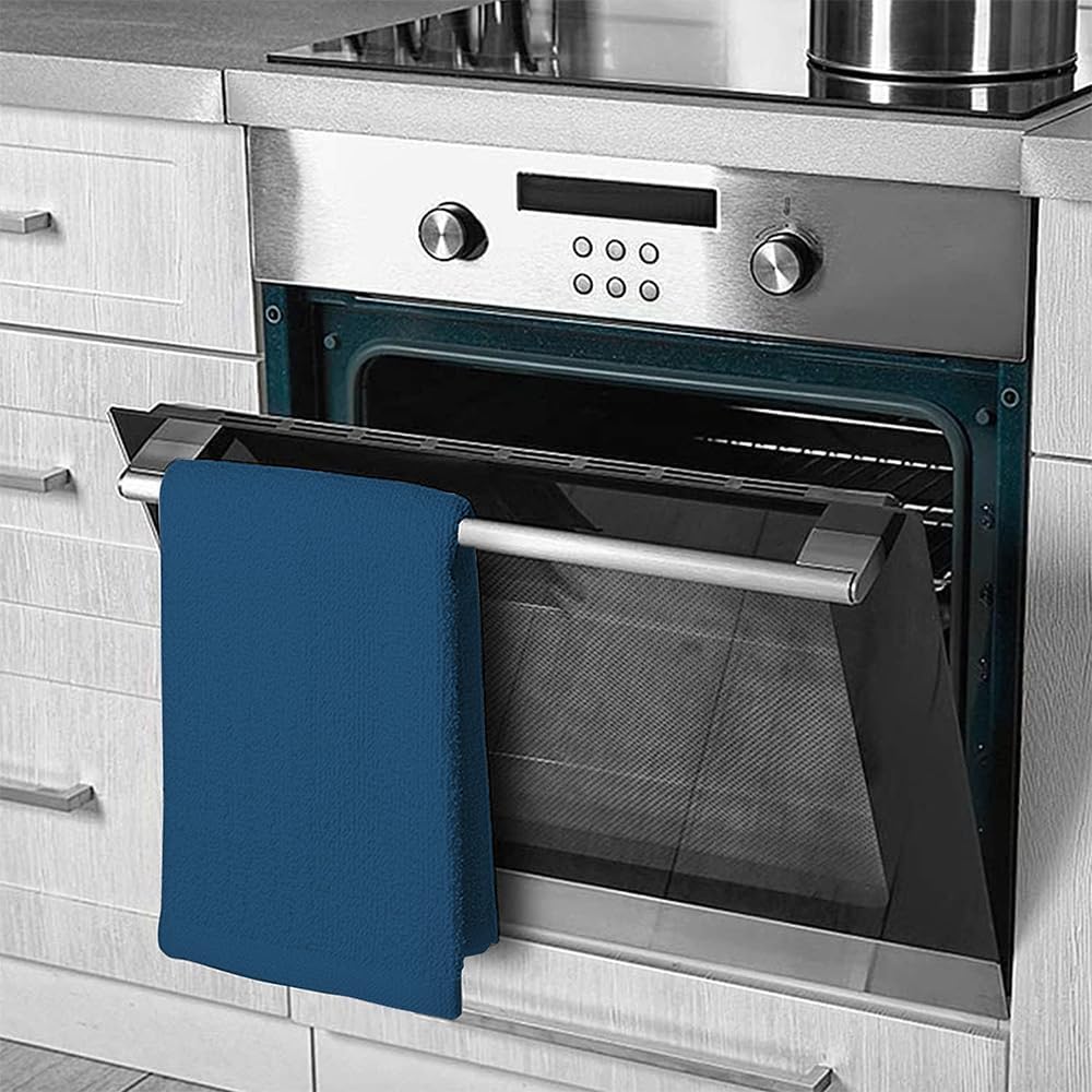 Bar Mop Blue Stripe 6 lbs 16x19 Pack of 24, 100% Cotton Double Stitched Route Ready Absorbent Kitchen Towel Dish Towels and Dishcloths Towels Sets Washcloth Kitchen Towels