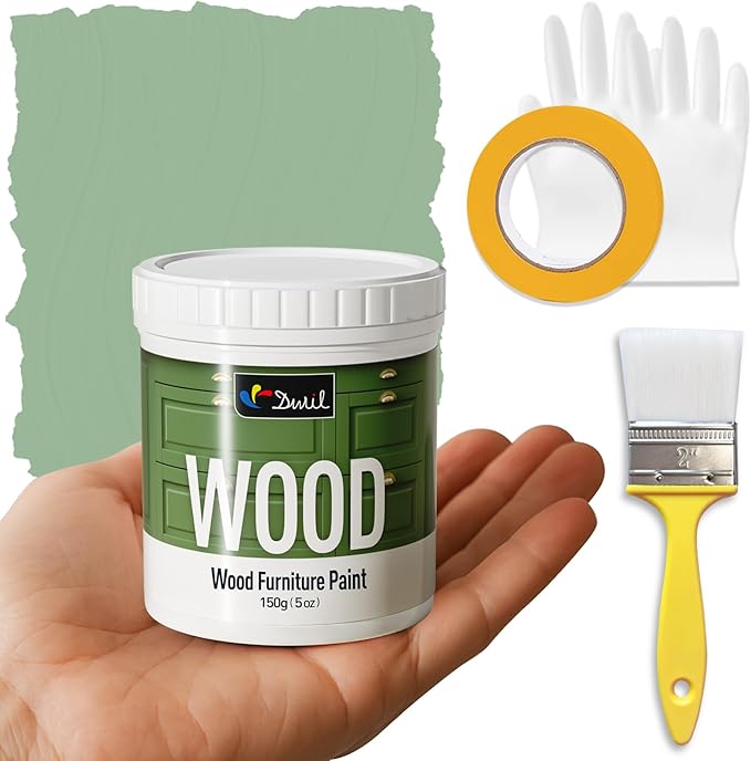 DWIL Matte Finish Furniture Paint - 5 Oz Wood Paint for Cabinets, Doors, Tables, and Dressers Refinishing - Water-Based, Non-Toxic & Odorless, Easy to Apply(French Light Green)-Trial Pack
