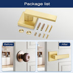 EHOMEWARE Gold Dummy Door Levers Interior Door Handles, Heavy Duty Handles for Closet, Non-Turning Reversible Levers for Left Right Handed Doors, Contractor Pack of 10