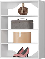 Short Tower Closet Unit, Modular Closet System, Wood Closet System Organizer with Storage for Walk In Closets, Clothing Rack Wardrobe Closet for Hanging Clothes, Bedroom, White, 31.5"W