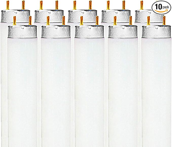 LUXRITE F32T8/865 32W 48 Inch T8 Fluorescent Tube Light Bulb, 6500K Daylight, 2800 Lumens, G13 Medium Bi-Pin Base, LR20735, 10-Pack