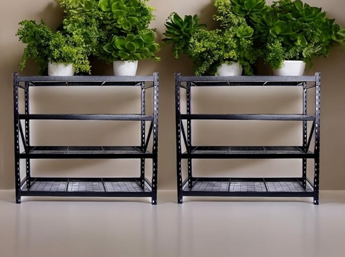 Generic Heavy Duty Member Mark 4-Shelf Industrial Storage Rack in Black, 77"" W x 24"" D x 72"" H (2 PACK)