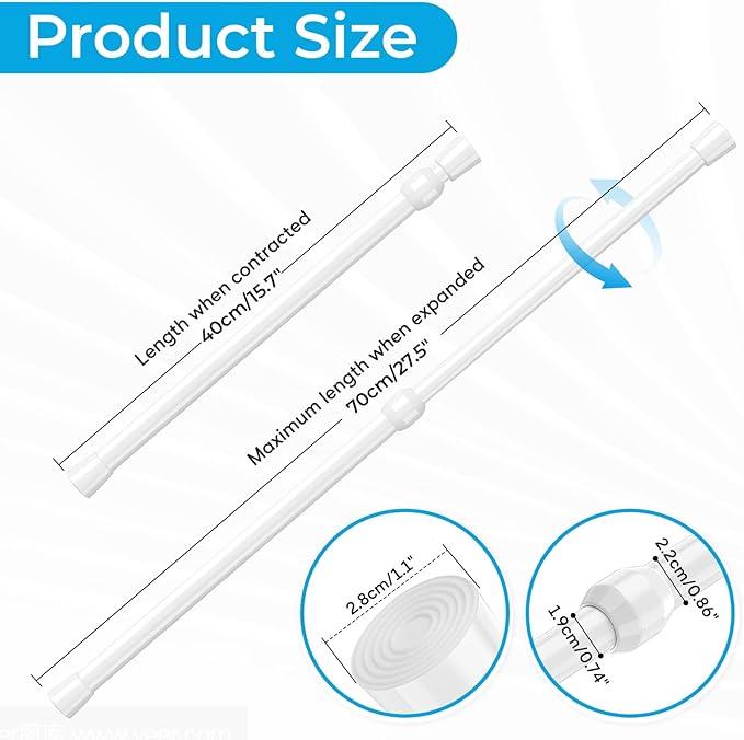 6 Pack Window Security Bars 15.7"-27.5" Adjustable Sliding Glass Door Lock Bars Window Stopper Safety Stick Lock Bars with Rubber Tips for Home, 2.2 cm in Diameter