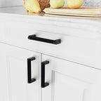 Amerdeco 10 Pack Matte Black Cabinet Pulls 3-3/4 Inch Hole Centers Kitchen Cabinet Handles Hardware Kitchen Handles for Cabinets Handles ZH0064