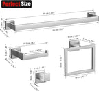 5-Pieces Brushed Nickel Bathroom Accessories Set, 23.6 Inch Bath Towel Bar Set, Stainless Steel Bathroom Hardware Set, Towel Racks for Bathroom Wall Mounted.