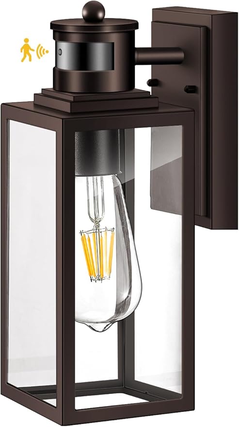 VIANIS Motion Sensor Outdoor Wall Lights, Oil-Rubbed Bronze Dawn to Dusk Exterior Garage Light Fixtures, Aluminum Outside Porch Lights for House Wall Mount, Modern Outdoor Sconce Wall Lantern Lamps
