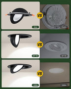 ZYC Gimbal LED Recessed Lighting - 6 Inch 5CCT 12W 360° Rotation Adjustable Eyeball Light,LED Swivel Spotlight,Directional Sloped Ceiling Light,Dimmable Canless Wafer Downlight Pack of 6 Black.