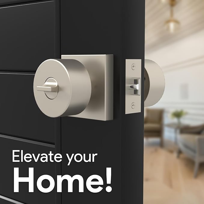 Mega Handles SUANA Entrance Door Knob for Entrance, Bedroom and Bathroom, Reversible Heavy Duty Design Door Knobs, Fits All Standard Door Sizes, Screws Included - Satin Nickel (1 Pack)