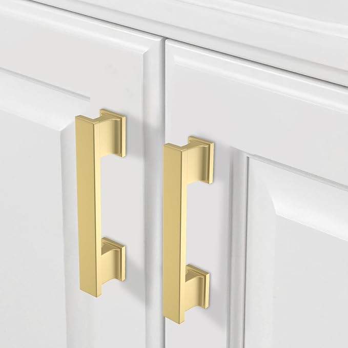 COTYKILEY 10 Pack 3.75 Inch(96mm) Brushed Gold Cabinet Handles Gold Kitchen Cabinet Pulls Cabinet Door Handles Kitchen Cabinet Hardware