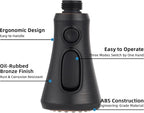 Hibbent Pull Down Kitchen Faucet Head Replacement, NSF/ANSI/CAN 61 & CUPC Certified 3-Function Sink Spray Nozzle with 15 Adapters Compatible with Moen, Delta, Kohler Faucets - Oil-Rubbed Bronze