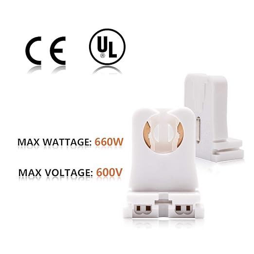 Non-shunted Turn Type T8 Lamp Holder JACKYLED UL Socket Tombstone (12 Packs)