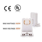 JACKYLED 50Pcs of UL Listed Non-shunted T8 Lamp Holder Socket Tombstone for LED Fluorescent Tube Replacements Turn-Type Lampholder, Medium Bi-pin Socket for Programmed Start Ballasts Standard Profile