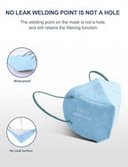 HUHETA KN95 Face Mask, 30 Pack Individually Wrapped, 5-Ply Breathable & Comfortable Safety Mask, Filter Efficiency=95%, Protective Cup Dust Masks Against PM2.5 (Blue Mask)