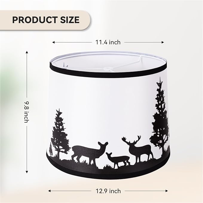 Lamp Shades Set of 2 - Drum Lampshades 11.4" x 12.9" x 9.8" Inches, Fabric Medium Replacement Lampshades for Table Lamp, Floor Lamp, Assembly Required, Spider,Linen