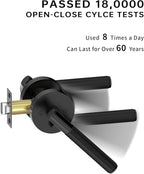 Asidrama 1 Pack Privacy Door Handles, Door Lever with Door Knobs Indoor for Bedroom or Bathroom, Heavy Duty Black Door Handles Interior with Locks for Left Right Sided Doors