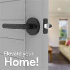 Mega Handles Ronn Privacy Lever & Lock Door Handle Set for Hallway, Closet and Bathroom, Keyless Lock, Heavy Duty Door Levers, Fits All Standard Door Sizes, Screws Included - Matte Black (1 Pack)