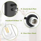 Set of 2 Wall Sconces for Bathroom, Modern Vanity Light Fixtures, Matte Black Wall Mount Lighting Lanterns, Farmhouse Wall Lights with Clear Glass Shade for Bedroom Living Room Mirror Hallway Kitchen