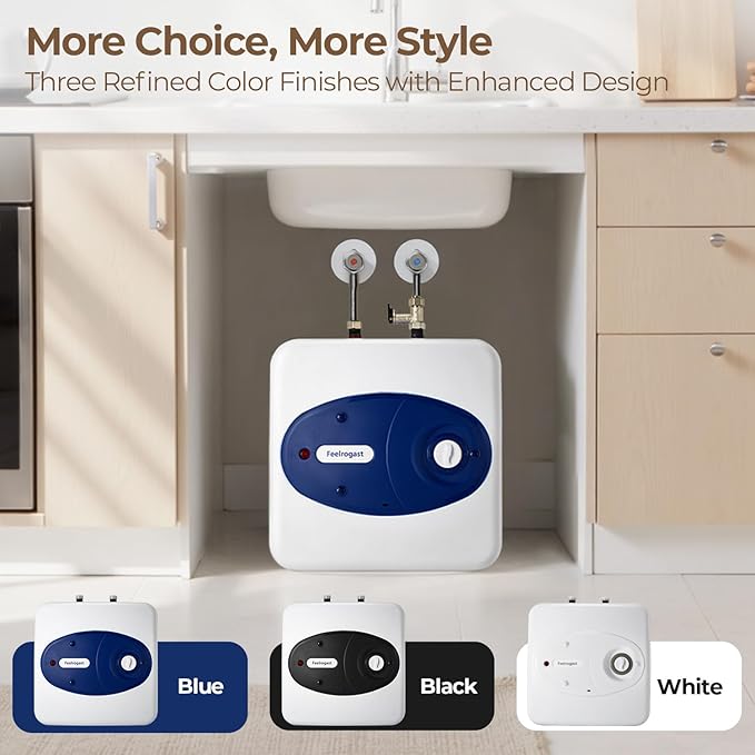 8 Gallon Electric Tank Water Heater, 120V 1500W Under Sink Instant Hot Tank Water Heater for RV, Camper, Kitchen, Food Truck, Wall or Floor Mounted, Blue