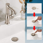 Bathroom Sink Drain, Vessel Sink Pop Up Drain,Built-in Anti-Clogging Strainer, Sink Drain Assembly Without Overflow Brushed Nickel,(1-1/2" to 1-3/4") RWF082B