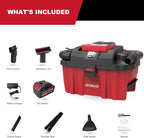 Cordless Shop Vac Wet and Dry, with 20V 4.0Ah Battery and Charger, 2.5 Gallon Shop Wet Dry Vacuum Cleaner with Blower Function, Portable Commercial Vac for Car, Home and Garage