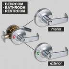 Privacy Commercial Door Locks Heavy Duty Grade 2 Lever for Commercial Bathroom, Non-Handed, UL 3 Hour Fire Rated, ADA Compliant, Satin Chrome Finish 26D, 2-3/4''Backset, X-XG-BK-70