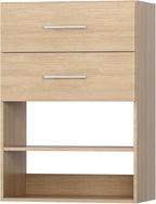 ROOMTEC 25.5" 2 Drawer Short Tower Closet Unit, Modular Closet System with Drawers and Shelf, Wardrobe Organizer for Bedroom or Walk-in Closet, Wall Mounted, Customizable Clothes Storage Unit, Wood