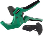 PVC Pipe Cutter for Sch 40 PVC Pipe with extra blade，Up to 2-1/2" Ratchet Pipe Cutter Pex Cutting Tool for Cutting PEX, PVC, PPR Plastic Hoses and Plumbing Pipe (Dark Green,inch64mm)