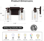 2 Lights Bathroom Lighting Fixtures Over Mirror Oil Rubbed Bronze Bathroom Vanity Light Fixture Farmhouse Vanity Light Vintage for Bedroom Living Room Hallway