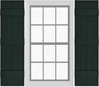 Board & Batten Vinyl Shutters (1 Pair) | 14.5"x55" (4-Board) - Heathered Spruce | Exterior Window Shutters | Includes Mounting Hardware | Simple Installation | Made in USA