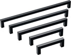 30 Pack Black Cabinet Handles 5 Inch Hole Centers, Square Drawer Pulls Cupboard Handles Black Pulls for Kitchen Cabinets Modern Stainless Steel Dresser Knobs