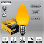 Wintergreen Lighting 25 Pack OptiCore C7 LED Christmas Light Bulbs - Replacement LED Christmas Lights Heavy Duty Premium Outdoor Christmas Lights, E12 Base (Gold Smooth)