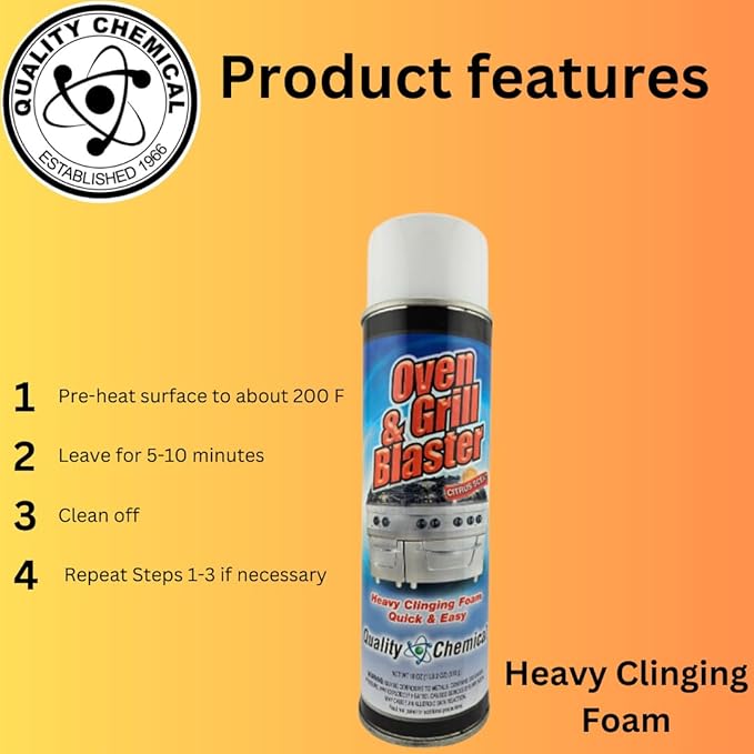 Quality Chemical Oven and Grill Blaster Heavy-Duty Oven Cleaner, Grease and Carbon Remover - 18 oz Can (Pack of 12)