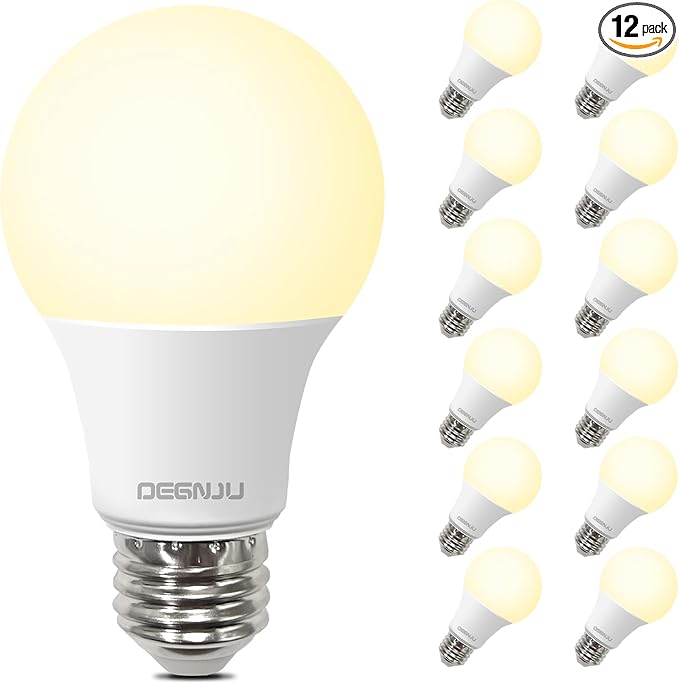 LED Light Bulbs Soft White 2700K, 60 Watt Equivalent LED Bulbs, A19 Standard Bulbs, 800 LM, 15000 Hours, E26 Base, Non-Dimmable, 8W White LED Bulbs for Bedroom Living Room, 12 Pack