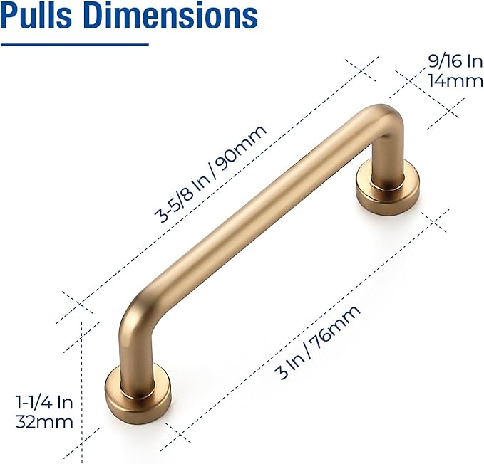 JOY DECOR Cabinet Pulls – 3 Inch Hole Center, Champagne Bronze, 5 Pack, Zinc Alloy Cabinet Handles for Drawers & Cupboard – Vintage Style Hardware for Kitchen, Bathroom, Dresser, Furniture Makeover