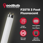 GoodBulb 25W 36 Inch T8 Fluorescent Light Bulb 3500K Soft White Light Color, Medium Bi-Pin Base 2225 Lumens 86 CRI 36000 Life Hours Instant/Programmed Start 25 Bulbs Pack