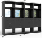 Unikito 100 Inch Closet System with Drawers, 8FT Sturdy Closets Organizer with Storage Shelves and Mirror Design, Freestanding Wood Walk in Closet Towers, Easy Assembly, Max Load 2000 LBS, Black