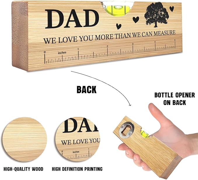 Dad Birthday Gifts from Daughter Son Wife Ideal Christmas Tool Gifts for Dad Father Daddy Step Bonus New Dads Spirit Level Bottle Opener Present for Birthday Fathers Day