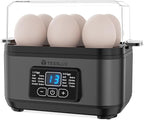Electric Rapid Egg Cooker, 6 Egg Capacity for Hard Boiled Eggs, Poached Eggs, Scrambled Eggs, or Omelets Maker with Auto Shut Off (Gray)