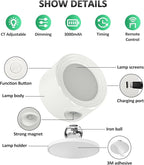 LED Wall Sconces 3 Pcs with Remote, Wall Mounted Lights Rechargeable Battery Operated, 3 Color Temperatures & Dimmable Wall Lamp Magnetic 360° Rotation Light for Bedroom Living Room
