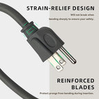 6ft Outdoor Extension Cord for Christmas Decorations - 16/3 Heavy Duty SJTW Waterproof Gray Electrical Cable with 3 Prong Grounded Plug for Safety, Great for Lawn and Major Appliances