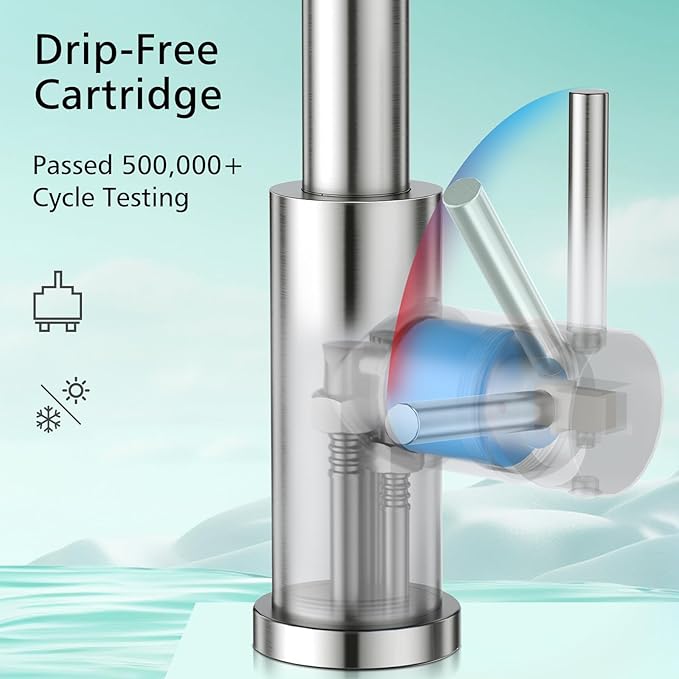 CREA Kitchen Sink Faucet,Pull Down Kitchen Faucets with Sprayer 3 Modes,Brushed Nickel Uitility Laundry Faucet Single Hole Bar Sink Faucet 360°Swivel High Arc Commercial RV Faucet Stainless Steel