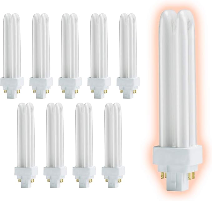 GoodBulb 13 Watt CFL Light Bulbs | 4 Pin G24Q-1 Base 5000K Daylight | 13W High Output 900 Lumens | Double Tube Compact Fluorescent Light Bulbs Plug-in | Car Dealership Lighting | 10 Pack