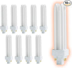 GoodBulb 13 Watt CFL Light Bulbs | 4 Pin G24Q-1 Base 2700K Soft White | 13W High Output 900 Lumens | Double Tube Compact Fluorescent Light Bulbs Plug-in | 10 Pack
