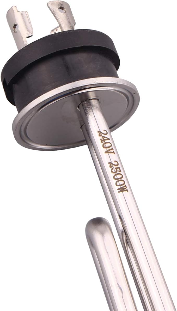 DERNORD 240V 2500W Tri-clamp Foldback Heating Element Stainless Steel Immersion Water Heater with 3-Wire Electrical Locking Plug (1.5 Inch Tri clamp)