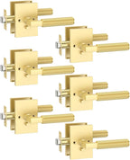 Asidrama 6 Pack Brushed Gold Privacy Door Handles, Door Lever with Door Knobs Indoor for Bedroom or Bathroom, Heavy Duty Door Handles Interior with Locks for Left Right Sided Doors
