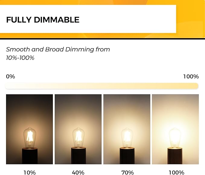 Hizashi LED Edison Bulbs, 6W, Equivalent 60W, 3000K Soft White, Dimmable E26 LED Bulb, 95+ CRI 700 Lumens, ST19 Vintage Light Bulbs, Clear Glass, Pack of 6