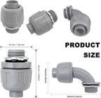 1/2 inch Liquid Tight Connector PVC Flexible Conduit Connector UL Listed Liquid Tight Connector Non-Metallic Electrical Conduit Fittings 30 Pack (15 pcs 180D/15 pcs 90D)