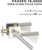 Asidrama 4 Pack Passage Brushed Satin Nickel Door Handles, Door Lever with Door Knobs Indoor for Bedroom or Bathroom, Brushed Satin Nickel Door Handles Interior with Locks for Left Right Sided Doors