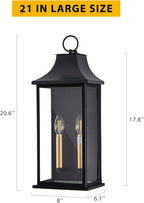 21In Large Dusk to Dawn Outdoor Wall Lights Fixture, 2-Light Black Gold Exterior Lighting Fixtures, Weather Resistant Patio Wall Light Fixture for Porch, Garage, Entrance, Backyard E12 Base